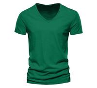 Herren V-Ausschnitt T-Shirt Leicht Oberteile Bequeme Freizeitshirts Kurzarm Slim Fit Leinen-Optik Bambus-Struktur Weich Atmungsaktiv Sportshirt Einfarbig Freizeit Alltag Sport, Geschenke