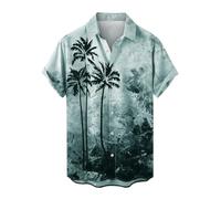 Herren Vintage Bowling Shirt 1950er Retro Rockabilly Stil Kurzarm Button Down Musik Hawaiihemden Hawaii Hemd Männer Funky Hawaiihemd Herren Kurzarm Lässig Button Down Baumwolle Hawaii-Print