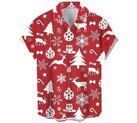 Herren Vintage Bowling Shirt 1950er Retro Rockabilly Stil Kurzarm Button Down Musik Hawaiihemden, Klein