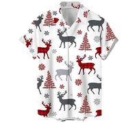 Herren Vintage Bowling Shirt 1950er Retro Rockabilly Stil Kurzarm Button Down Musik Hawaiihemden, L