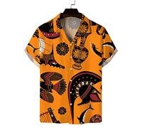 Herren Vintage Exotischer Druck Lässiges Aloha Hawaiihemd - Sommer Strand Funky Party Camp Kragen Kurzarm Cardigan Top, Hip Hop Trend Street Bluse Herrenkleidung Geschenk,XL