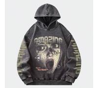 Herren Vintage gewaschener Hoodie, Streetwear Stil, Langarm Oberteil