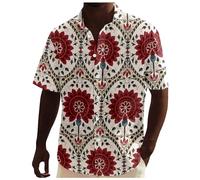 Herren Vintage Hemd Afrikanischer Ethnischer Stil Kurzarm Hemden Modisch Traditionelle Gedruckt T Shirt Sommer Regelmäßige Taste Sommerhemd Beach Bluse Top Tropische Hawaii Hemden