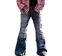 Herren Vintage Patchwork Bell Bottom Jeans Klassische Retro Disco Ausgestelltes Bein Denim Hosen 60s 70 Breite Bein Jean Hosen, hell blau, XXL