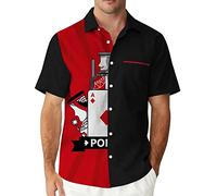 Herren Vintage Poker Bowling Shirt 1950er Retro Kurzarm Button Down Hawaiihemden