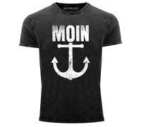 Herren Vintage Shirt Moin Anker Retro Printshirt T-Shirt Aufdruck Maritim NordischUsed Look
