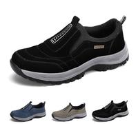 Herren Wanderschuhe Mit Fußgewölbeunterstützung Outdoor Wandern Orthopädische Schuhe Für Hineinschlüpfen Wasserdicht Rutschfest Leicht Slipper Modische Low-Top Sicherheits Sneaker ( Color : Black , Si