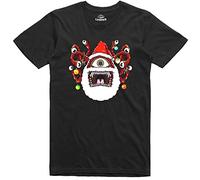Herren Weihnachten T-Shirt Funny Santa Beholder Dungeons and Dragons Monster Retro, Schwarz , XXL