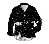 Herren Weihnachtshemd Hemden 3D Druck Weihnachts Freizeithemd Langarm Hemd Christmas Shirt Hawaiihemd Button Down Hemden Tshirt Oberseiten