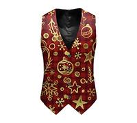 Herren Weihnachtsweste Xmas Christmas Westen Slim fit Anzugweste Herrenweste Festlich Happy Santa Weihnachten Weste Weihnachtsdruck Weste Businessweste Party Hochzeitsweste Jacke Anzugwesten
