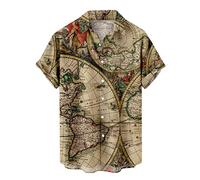 Herren Weltkarte Drucken T-Shirt Male Nicht-positionierender Druck Poloshirt Strandkleidung Hemd Sommer Urlaub Freizeithemd Hawaiianischer Stil T-Shirts Schnelltrocknend Atmungsaktives Sportshirt