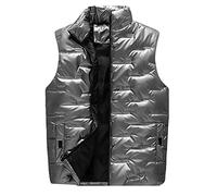 Herren Weste Fleece PU Lederweste mit Reißverschluss Kapuzenweste Steppweste Winter Daunenweste Sport Outdoor Vest Daunenjacke Leichte Ärmellose Hoodie