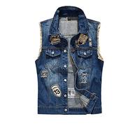 Herren Weste Slim Fit Beiläufige Cowboy Weste Ärmellose Distressed Jeansweste Sommerjacke Outdoor Sport Weste Freizeitjacke Denim Vest Jeansjacke,Blau3,3XL