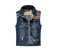 Herren Weste Slim Fit Beiläufige Cowboy Weste Ärmellose Distressed Jeansweste Sommerjacke Outdoor Sport Weste Freizeitjacke Denim Vest Jeansjacke,Blau2,3XL