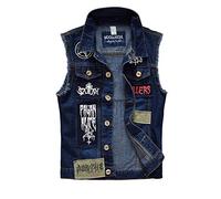 Herren Weste Slim Fit Beiläufige Cowboy Weste Ärmellose Distressed Jeansweste Sommerjacke Outdoor Sport Weste Freizeitjacke Denim Vest Jeansjacke,Blau1,XXL