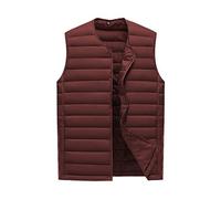 Herren Weste Ultraleicht Baumwolle Weste Männer Ohne Kragen Wasserdicht Ärmellos Warmfutter Männlich Slim Weste, wein, XL