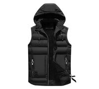 Herren Weste Winter Daunenweste Weste Ärmellose Jacke Verdickte Wärmeweste Mantel Black XL
