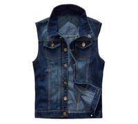 Herren Westen-Herren Gewaschene Jeansweste Mit Löchern, Jacke, Vintage, Lässig, Jeans-Gilet, Biker-Weste, Atmungsaktiv, Motorradmantel, Ärmellose Jacke, Weste, Cowboy-Revers-Oberbekleidung, Xl