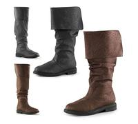Herren-Westernstiefel, mittelalterliche Piratenstiefel, Gothic-Stiefel für Männer und Frauen, die die Wade ziehen, Flache Jazz-Stiefel, Ritterstiefel,Braun,47 EU