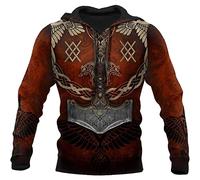 Herren Wikinger Hoodie Hip Hop Wikinger Tattoo 3D gedruckt Pullover Langarm Sweatshirt Casual Jacke Mantel