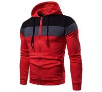 Herren Winter und Herbst Lässiger Outdoor Hoodie Patchwork Strickjacken Freizeit Reißverschluss Flickwerk Sweatshirts Mode Sport Kapuzenpullover Kapuzenjacke Sweatjacke Halb-Farbe Hoodie Pullover