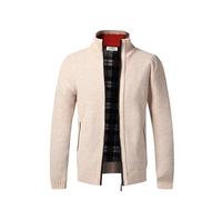 Herren Winter Warm Strickjacke Pullover Stehkragen Cardigan Fleece gefüttert Frühling Herbst Mantel Reißverschluss Sport Freizeit Klassisch Fashion (Khaki XXL)