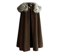 Herren Winterjacke Gothic Umhang Vintage Wolle Cape Coat Pelzkragen Oversize Mäntel, Männer Outwear Retro Festlich Cosplay Uniform Kostüm Party Große Größen Parka Mens Overcoat Herrenjacke Sweatjacke