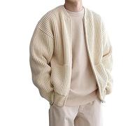 Herren Winterjacke,Herrenmode Pullover Mantel Strick Einfarbig Haben Taschen Rundhals Reißverschluss Männlich Langarm Pullover Strickwaren Mantel