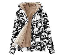 Herren Winterjacke Oversized Fleece Windbreaker Vintage Cardigan Hoodie Heizung Cool Skull Mantel Kleidung Gesteppt, Rz14982, XXL