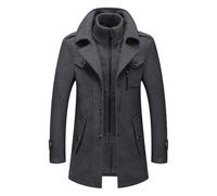 Herren Wintermantel Slim Fit Zweiteiliger Mantel für Business Freizeit Wollmantel mit Stehkragen Peacoat Warmer Integrierter Innenjacke Kurzmantel Winter Coat Men Peaky Blinders Mantel Herrenmäntel