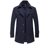 Herren Wintermantel Slim Fit Zweiteiliger Mantel für Business Freizeit Wollmantel mit Stehkragen Peacoat Warmer Integrierter Innenjacke Kurzmantel Winter Coat Men Peaky Blinders Mantel Herrenmäntel