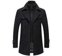Herren Wintermantel Slim Fit Zweiteiliger Mantel für Business Freizeit Wollmantel mit Stehkragen Peacoat Warmer Integrierter Innenjacke Kurzmantel Winter Coat Men Peaky Blinders Mantel Herrenmäntel