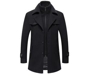 Herren Wintermantel Slim Fit Zweiteiliger Mantel für Business Freizeit Wollmantel mit Stehkragen Peacoat Warmer Integrierter Innenjacke Kurzmantel Winter Coat Men Peaky Blinders Mantel Herrenmäntel