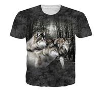 Herren Wolf Kurzarm Shirt 3D T-Shirt mit Animal Print Muster Kurzarm Rundhals Casual Kurzarm Printed T-Shirt (F-Wolf-12,3XL)