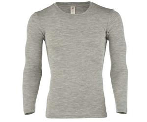 Herren Wolle Seide Langarmshirt hellgrau 54/56