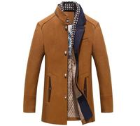 Herren Wollmantel Winter Dicker Trenchcoat Freizeitjacke Winter Fleece Warme Dicke Jacke Winddichter Arbeitsmantel Herren Wollmantel Kragenmantel mit Schal Herbst Wintermäntel Wollfreizeit Trench