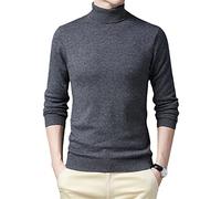 Herren Wollpullover Winter Rollkragenpullover Kaschmir Sweater Slim Fit Männlicher Pullover Hoher Kragen Warmer Pullover Pullover, grau, X-Large