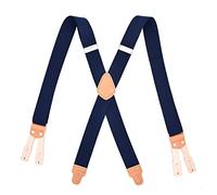 Herren Zahnspangen X Form - Vintage Blau Leder Hosenträger Hosenträger Für Männer X Rücken Knopf Ende Elastische Verstellbare Hose Hose Träger Gürtel, Marine