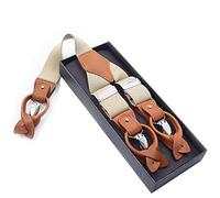 Herren Zahnspangen Y Form - Herren Hosenträger Mode Hosenträger Leder Hosenträger Suspensorio Hose Strap Vater/Ehemann Geschenk 3,5 * 120Cm, Beige