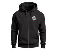 Herren Zip Hoodie Sweatjacke mit Kapuze Logo-Print Good Vibes Aufdruck Welle Retro Motiv Männer Fashion Streetstyle - Good Vibes schwarz L