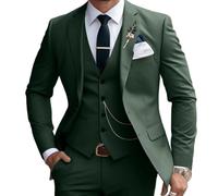 Herrenanzüge, 3-teilig, schmale Passform, Anzug-Set, Business-, Hochzeits-, Smokingjacke, Weste, Hose, Dunkelgrün, XL