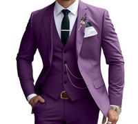 Herrenanzüge, 3-teilig, schmale Passform, Anzug-Set, Business-, Hochzeits-, Smokingjacke, Weste, Hose, Dunkles Violett, S