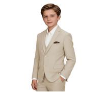 Herrenanzüge Formale Smokings Slim Fit Jungenanzug Set für Hochzeitsoutfit Teen Jungen Anzug Kleider, Champagner, 14