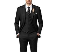 Herrenanzug, 3-teilig, Hochzeitsanzüge, 2 Knöpfe, schmale Passform, Smoking-Set für Herren, Abschlussball, lässig, Business-Mann, Jacke, Blazer, Weste, Hose, Schwarz, 4XL