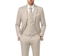 Herrenanzug, 3-teilig, Hochzeitsanzüge, 2 Knöpfe, schmale Passform, Smoking-Set für Herren, Abschlussball, lässig, Business-Mann, Jacke, Blazer, Weste, Hose, Light Champagne, 4XL