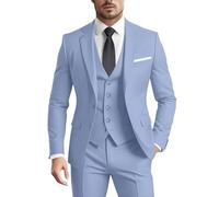 Herrenanzug, 3-teilig, schmale Passform, formell, Business, Hochzeit, 2 Knöpfe, Blazer, Weste, Hose, Set, Smoking, Lavendel, M