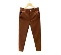 Herrenanzughose mit karierter Textur, schmale Passform, gerades Bein, Business-Hose, einfarbig, koreanischer Stil, lässige Anzughose für vier Jahreszeiten, Schwarz, Weiß, Blau (M Braun)