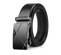 Herrengürtel, verstellbar, Metall, automatische Schnalle, Litschi-Muster, geeignet für Arbeit, Business, schwarzes PU-Armband