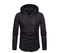 Herrenhemd Button-Down-Niethemd Personalisiertes Hoop-Button-Shirt Herren Slim Fit Langarmbluse Retro Fit mit Stehkragen Einfarbig Dark Gothic Style Top Jeanshemden Langarmhemd