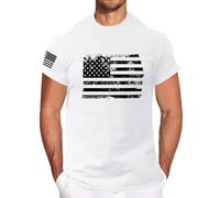 Herrenhemd Distressed American Flag Herren T-Shirt USA Flagge Shirt Herren Vintage T-Shirt Herren US Stars Stripes Flagge Fahne Einfarbiges Independence Day 2D-bedrucktes Freizeit-T-Shirt
